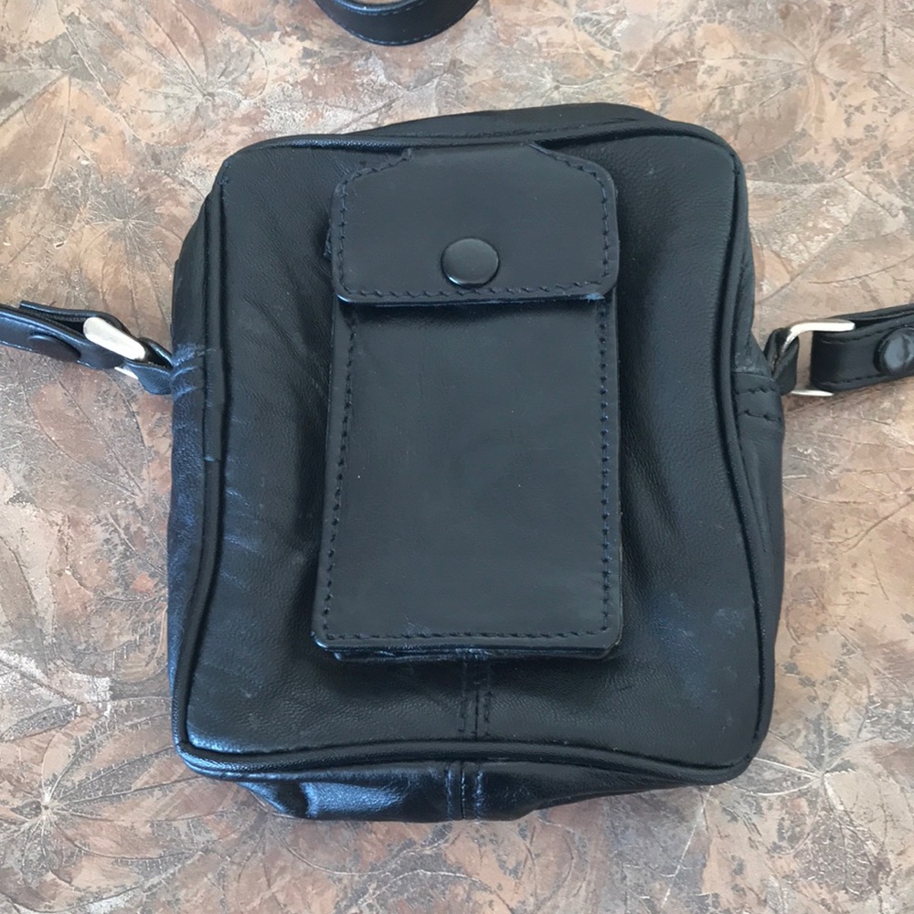 Marshal genuine black leather mini crossbody bag